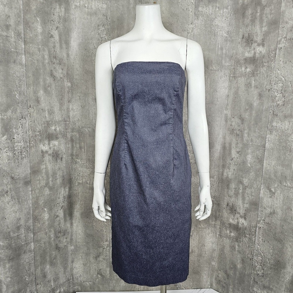 Vintage 90s Y2K Esprit Size M Dear Society Blue Denim‎ Strapless Pencil Dress